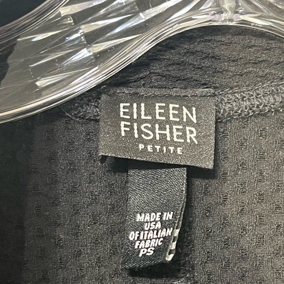 Eileen Fisher Black Waflle Open Front Cardigan - Size PS - Picture 2 of 3
